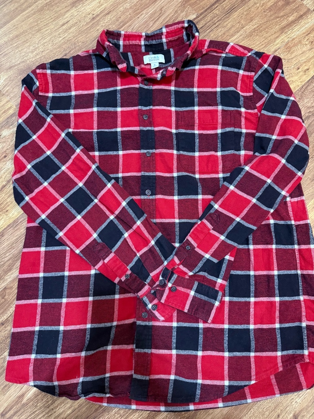 croft & barrow Red and Black Plaid Button-Down Shirt